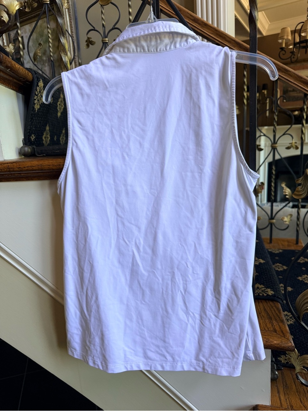 J. McLaughlin White collared button front sleeveless top. Size M 18” p-p. EUC - Picture 5 of 8